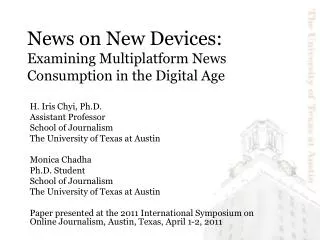 News on New Devices: Examining Multiplatform News Consumption in the Digital Age