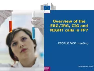 Overview of the ERG/IRG, CIG and NIGHT calls in FP7