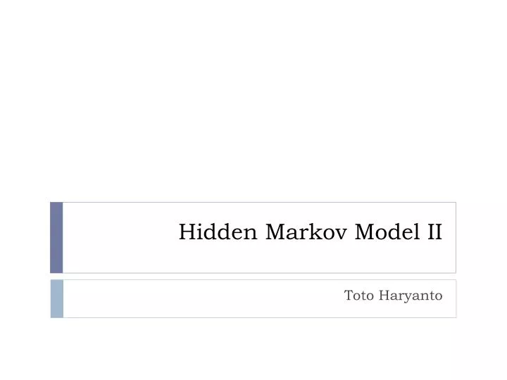 hidden markov model ii