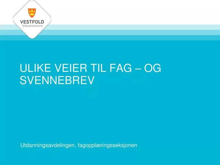 ulike veier til fag og svennebrev