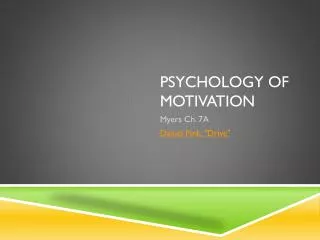Psychology of Motivation