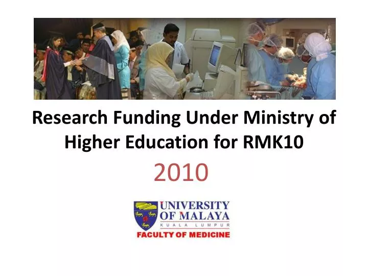 research funding under ministry of higher education for rmk10