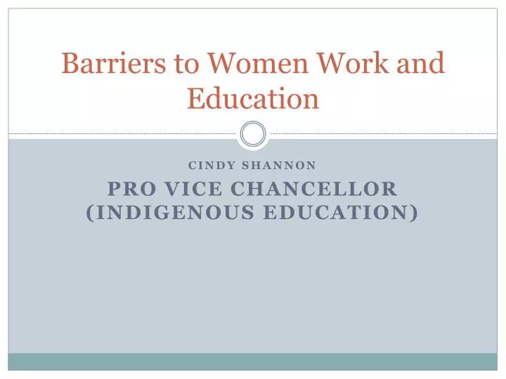 barriers to women work and education