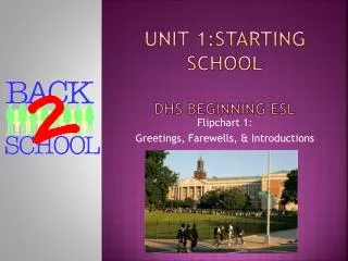Unit 1:Starting School DHS Beginning ESL