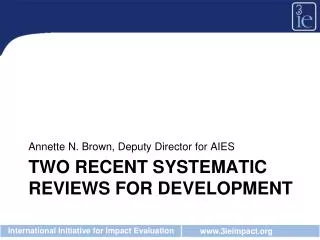 Two recent systematic reviews for development