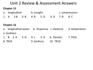 Unit 2 Review &amp; Assessment Answers