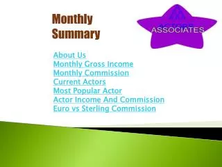 About Us Monthly Gross Income Monthly Commission Current Actors Most Popular A ctor