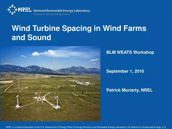 wind turbine spacing in wind farms and sound