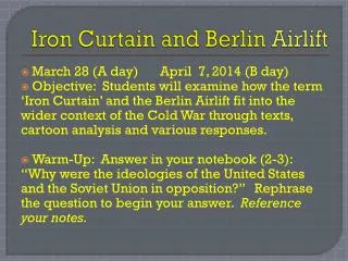 Iron Curtain and Berlin Airlift