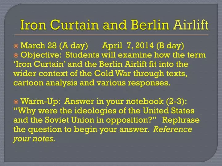 iron curtain and berlin airlift