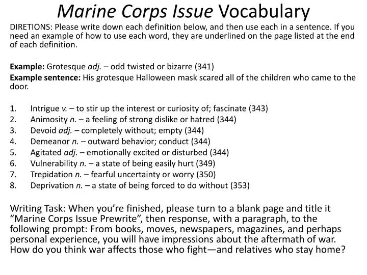 marine corps issue vocabulary