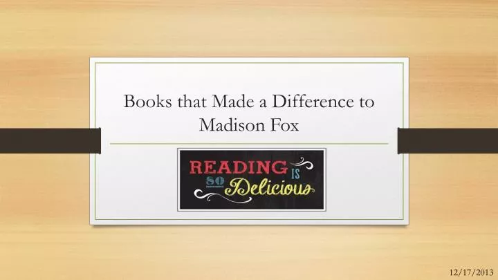 books that made a difference to madison fox