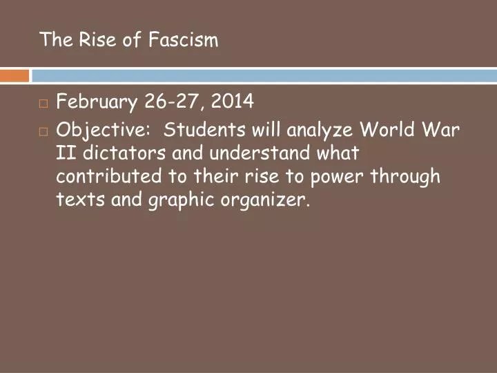 the rise of fascism