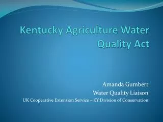 Kentucky Agriculture Water Quality Act