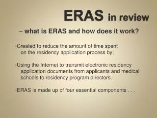 ERAS in review