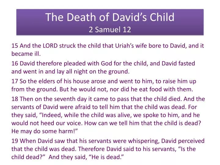 the death of david s child 2 samuel 12