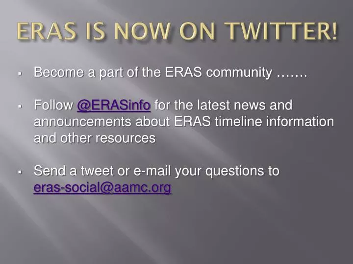 eras is now on twitter