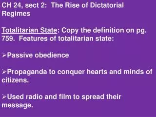 CH 24, sect 2: The Rise of Dictatorial Regimes