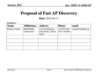 Proposal of Fast AP Discovery
