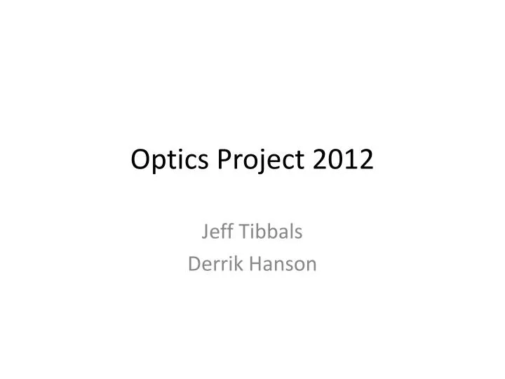 optics project 2012