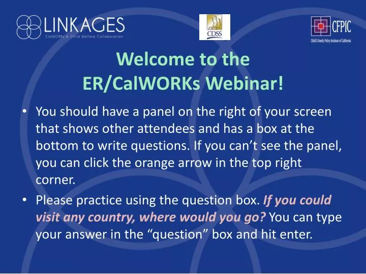 welcome to the er calworks webinar