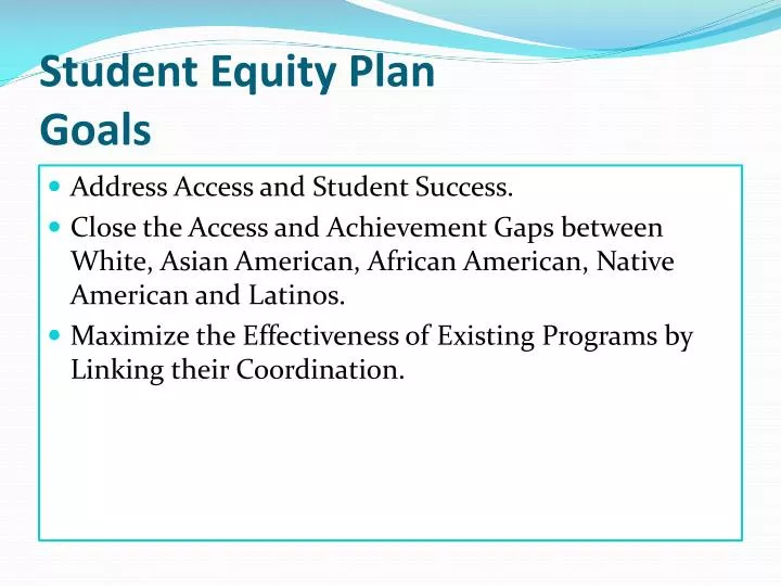 student equity plan goals