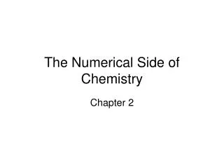 The Numerical Side of Chemistry