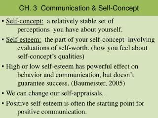 CH. 3 Communication &amp; Self-Concept