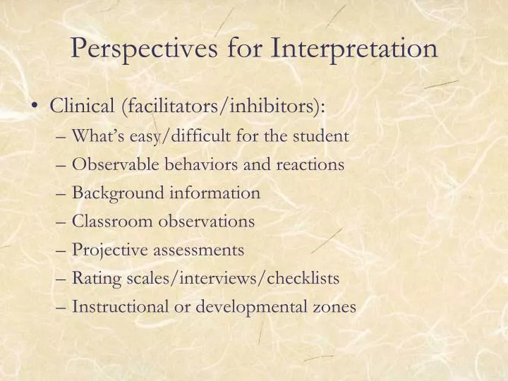 perspectives for interpretation