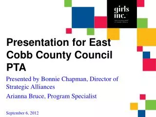Presentation for East Cobb County Council PTA
