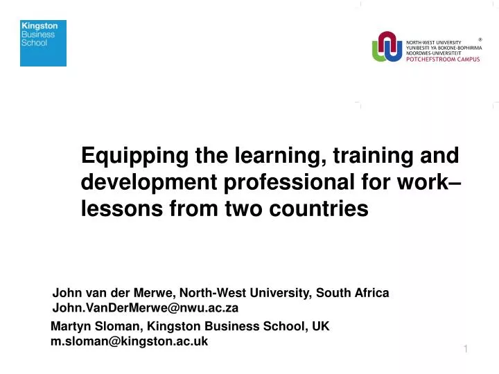 equipping the learning training and development professional for work lessons from two countries