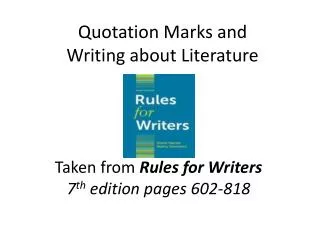 Quotation Marks and Writing about Literature