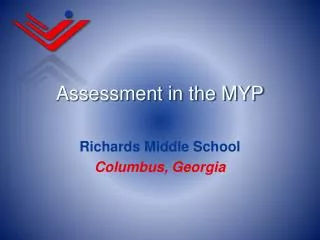 Assessment in the MYP