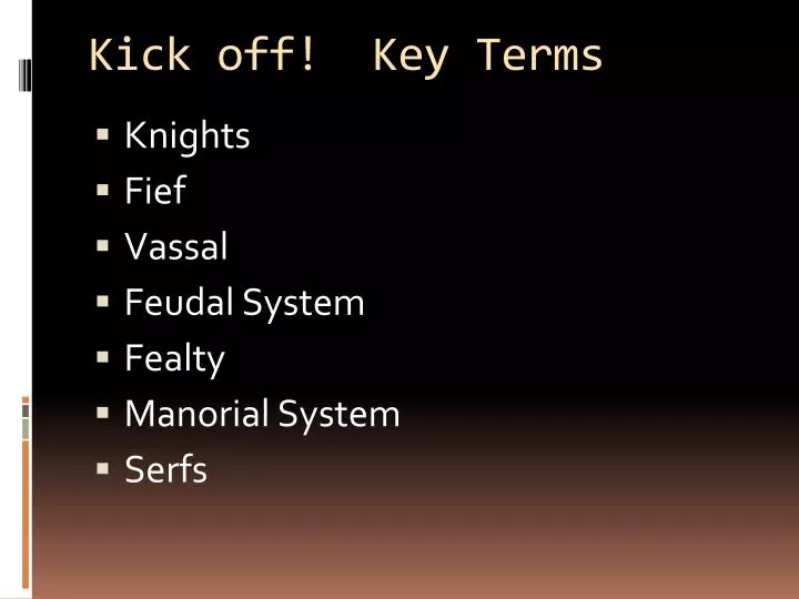 kick off key terms