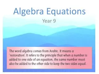 Algebra Equations