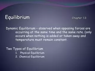 Equilibrium 				 Chapter 13