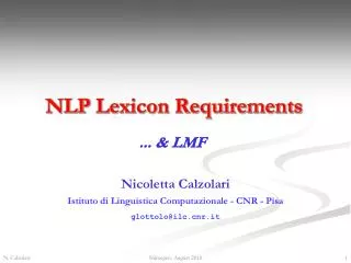 NLP Lexicon Requirements