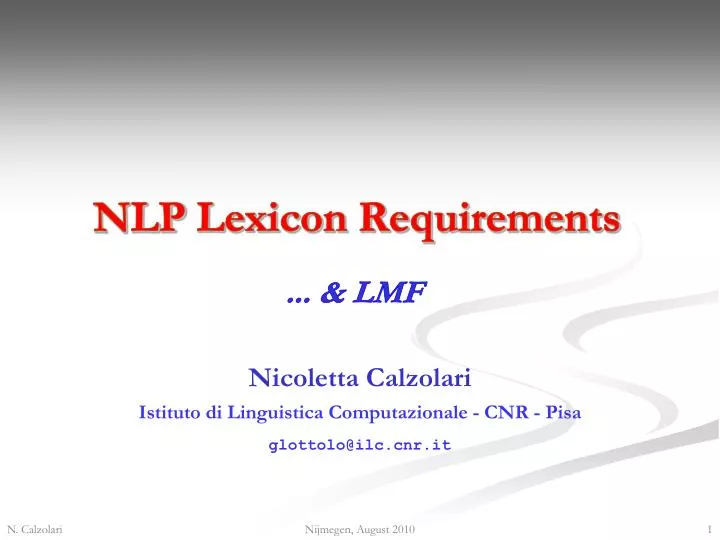 nlp lexicon requirements