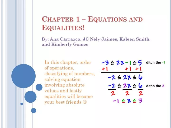 chapter 1 equations and equalities