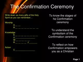 The Confirmation Ceremony