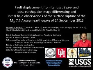 Southwestern Pakistan M 7.7 Earthquake of 24 Sept. 2013 24 February 2014