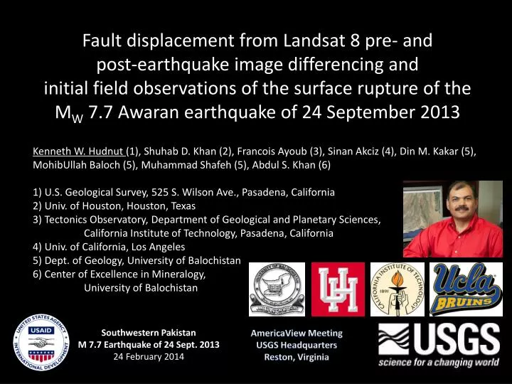 southwestern pakistan m 7 7 earthquake of 24 sept 2013 24 february 2014