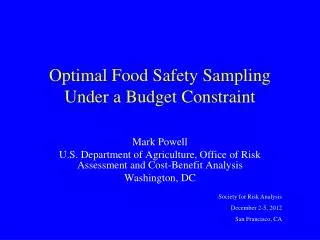 Optimal Food Safety Sampling Under a Budget Constraint
