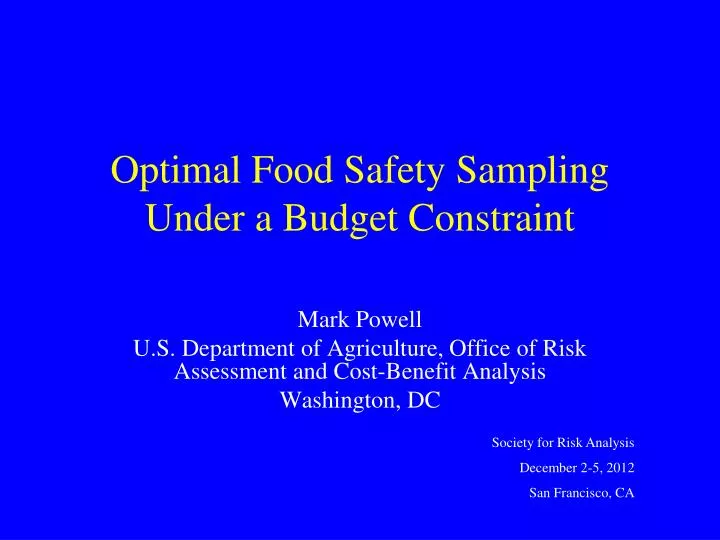 optimal food safety sampling under a budget constraint