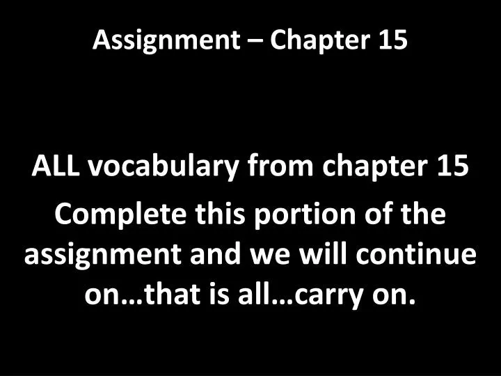 assignment chapter 15
