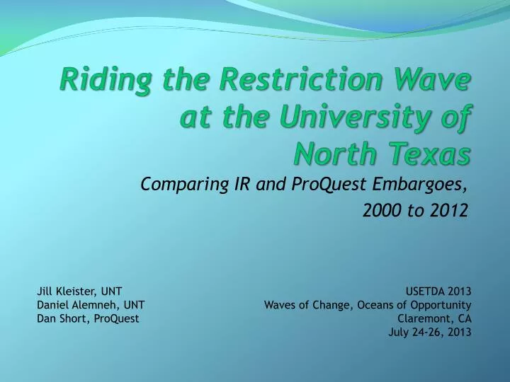 riding the restriction wave at the university of north texas
