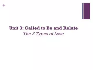 Unit 3: Called to Be and Relate The 5 Types of Love