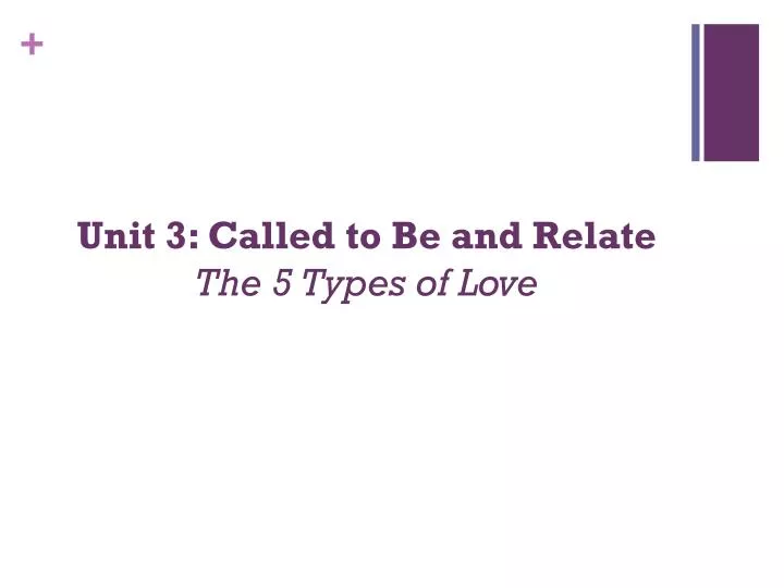 unit 3 called to be and relate the 5 types of love