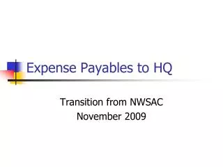 Expense Payables to HQ