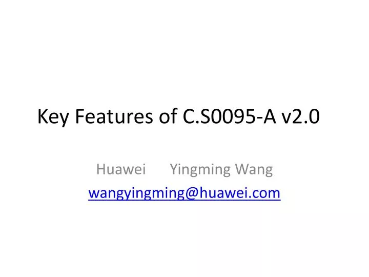 key features of c s0095 a v2 0